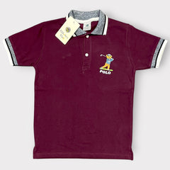 Kids Maroon Golf Polo Shirt – Classic Collared Short Sleeve Tee