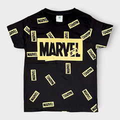 Kids Marvel All-Over Print Black Graphic T-Shirt
