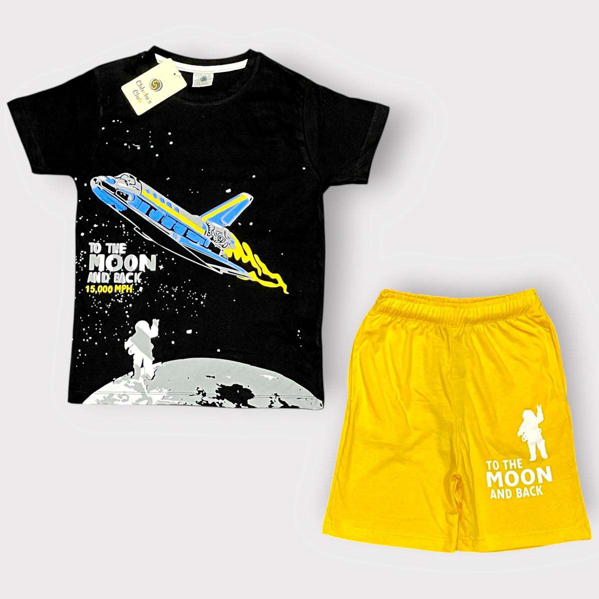 Kids “To The Moon & Back” Space Adventure Set – T-Shirt & Shorts