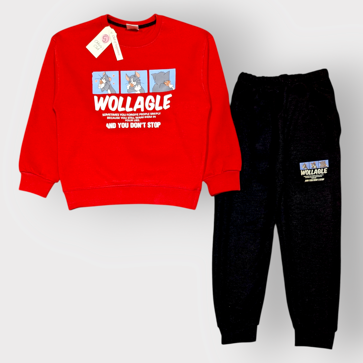 Cartoon Graphic Sweatshirt & Jogger Set