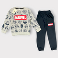 Kids Marvel Heroes All-Over Print Sweatshirt & Jogger Set | Boys Grey & Black Superhero Tracksuit