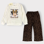 Girls Minnie Mouse Leopard Print Sweatshirt & Trouser Set