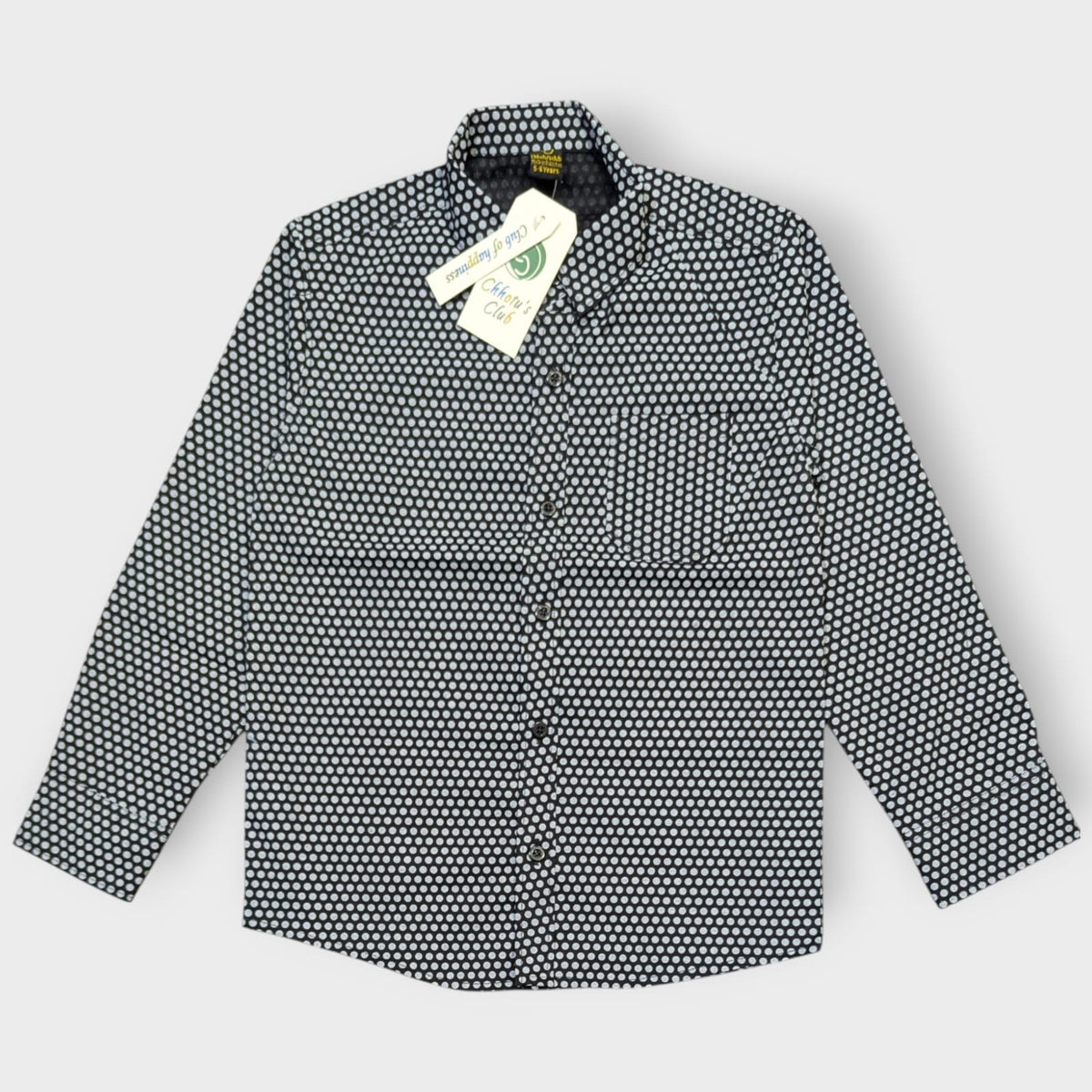 Black & White Polka Dot Kids Casual Shirt