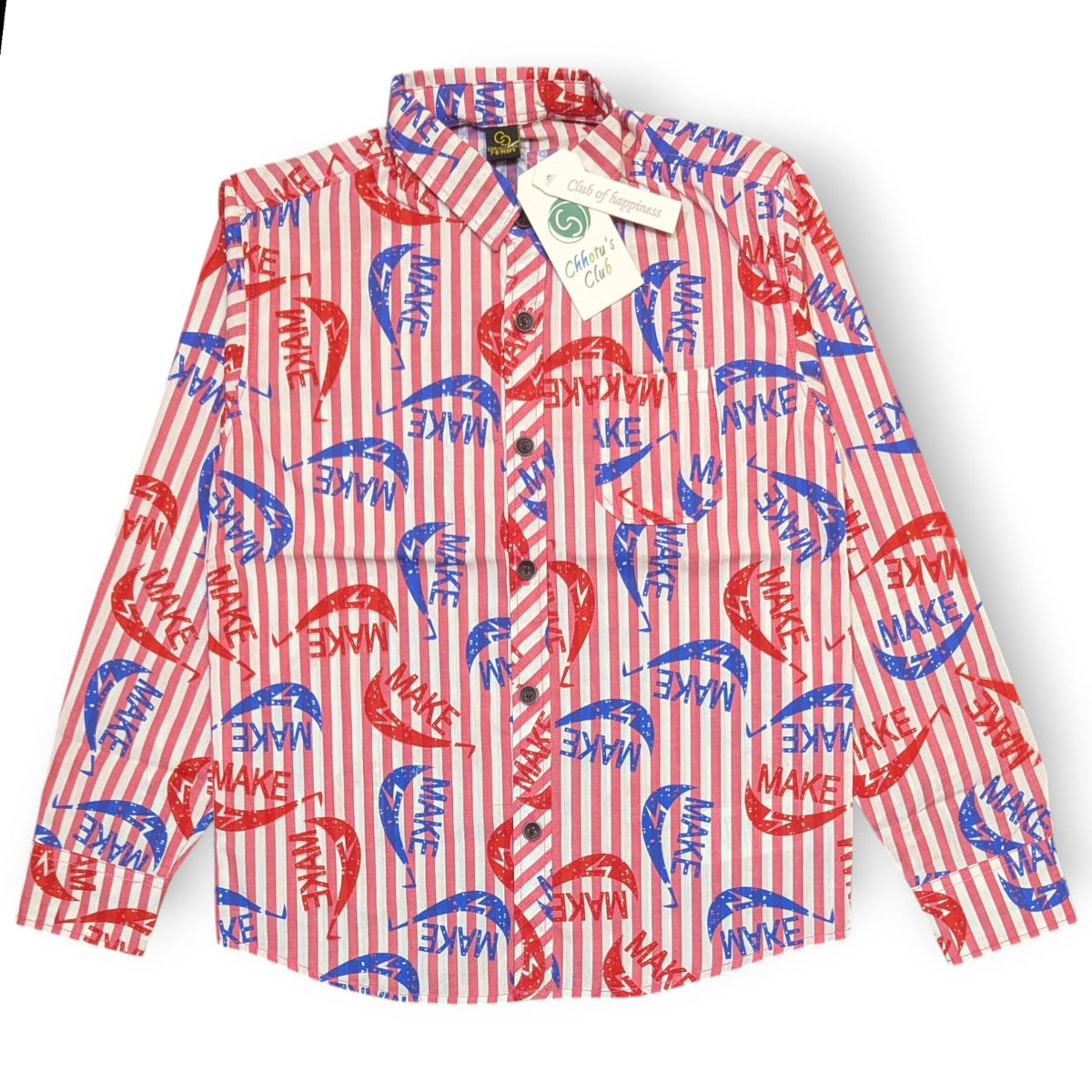 Red & White Striped Kids Graphic Shirt