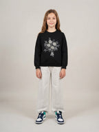 Kids’ Black Floral Sweatshirt & Light Grey Jogger Set