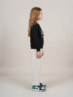 Kids’ Black Floral Sweatshirt & Light Grey Jogger Set