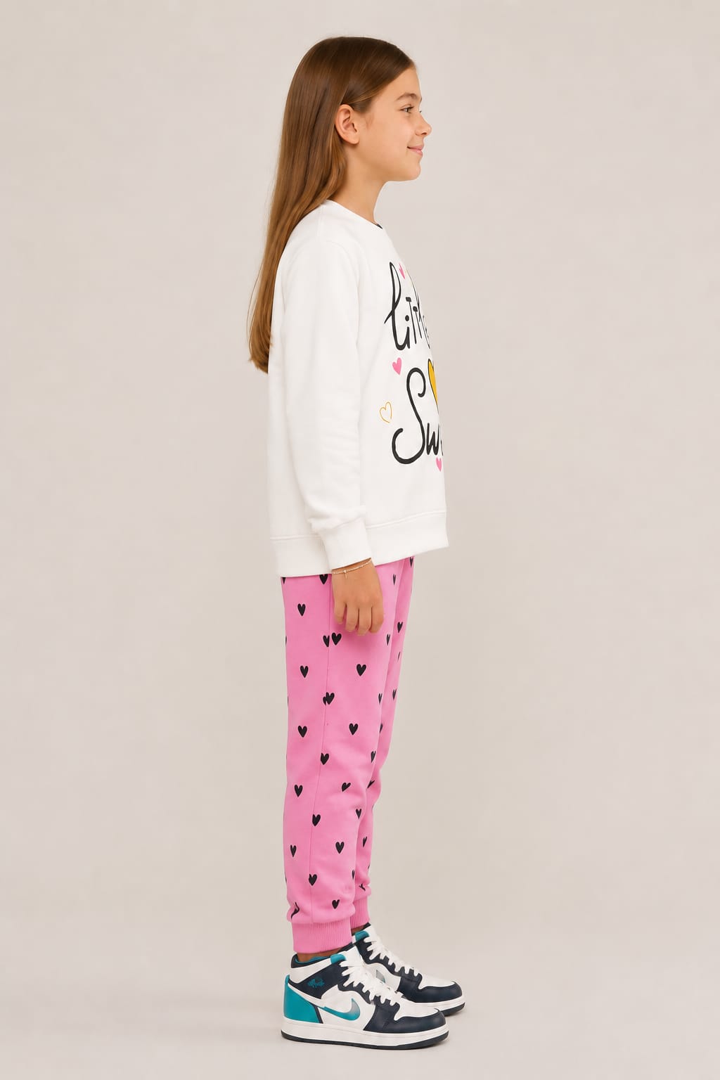Little Sweet Girls’ 2-Piece Sweatshirt & Heart Print Pants Set