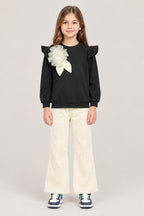 Girls Black & Cream Stylish 2-Piece Suit