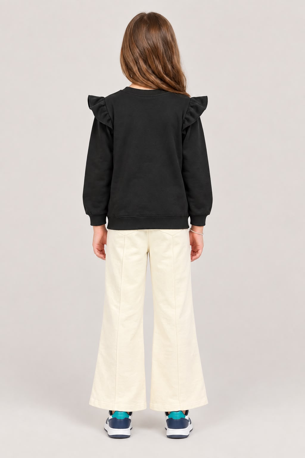 Girls Black & Cream Stylish 2-Piece Suit