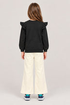 Girls Black & Cream Stylish 2-Piece Suit