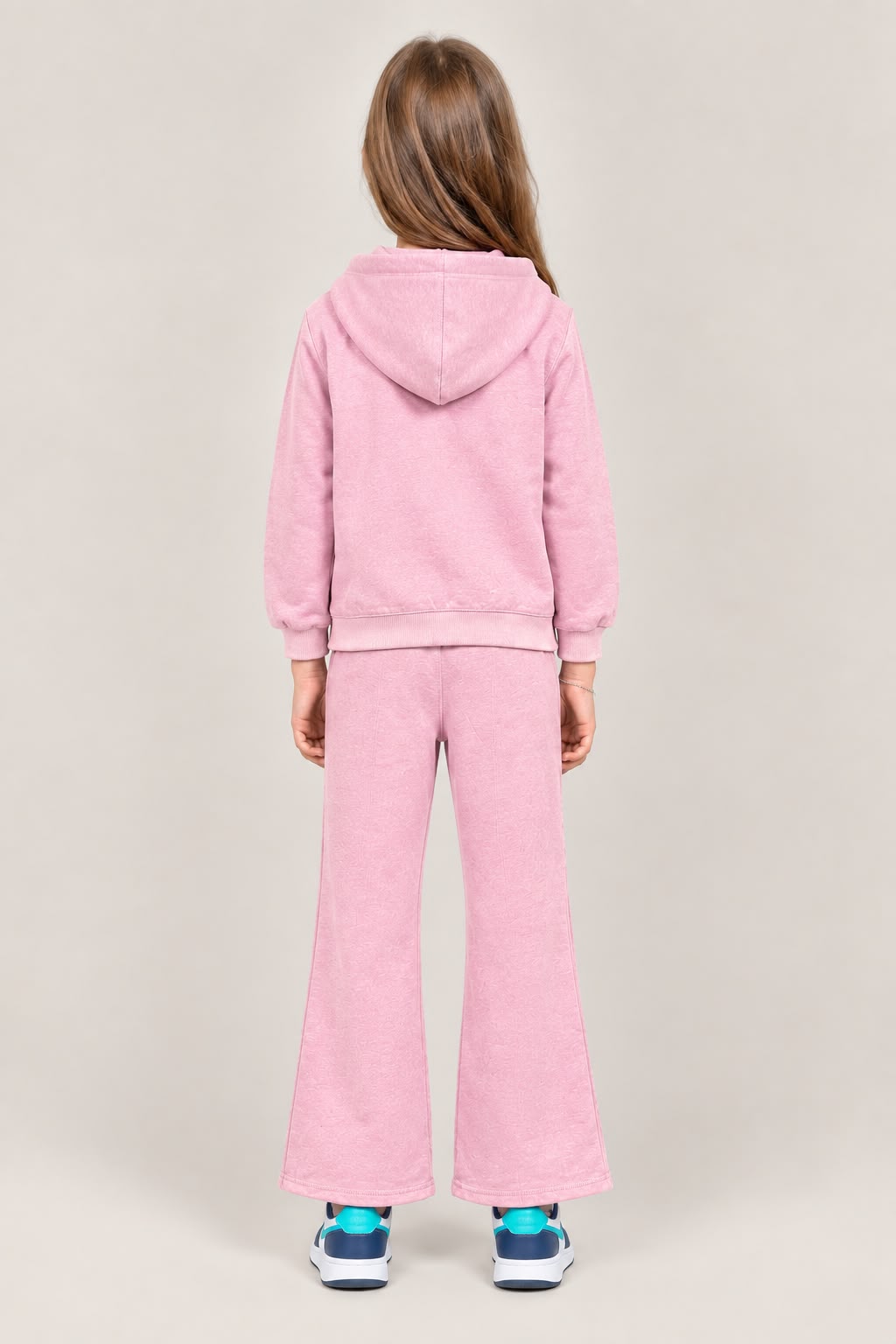 Girls Pink Hoodie & Wide-Leg Pants 2-Piece Set