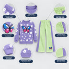 Girls Floral & Butterfly Print Sweatshirt Set – Cute 2-Piece Tracksuit Outfit