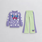 Girls Floral & Butterfly Print Sweatshirt Set – Cute 2-Piece Tracksuit Outfit