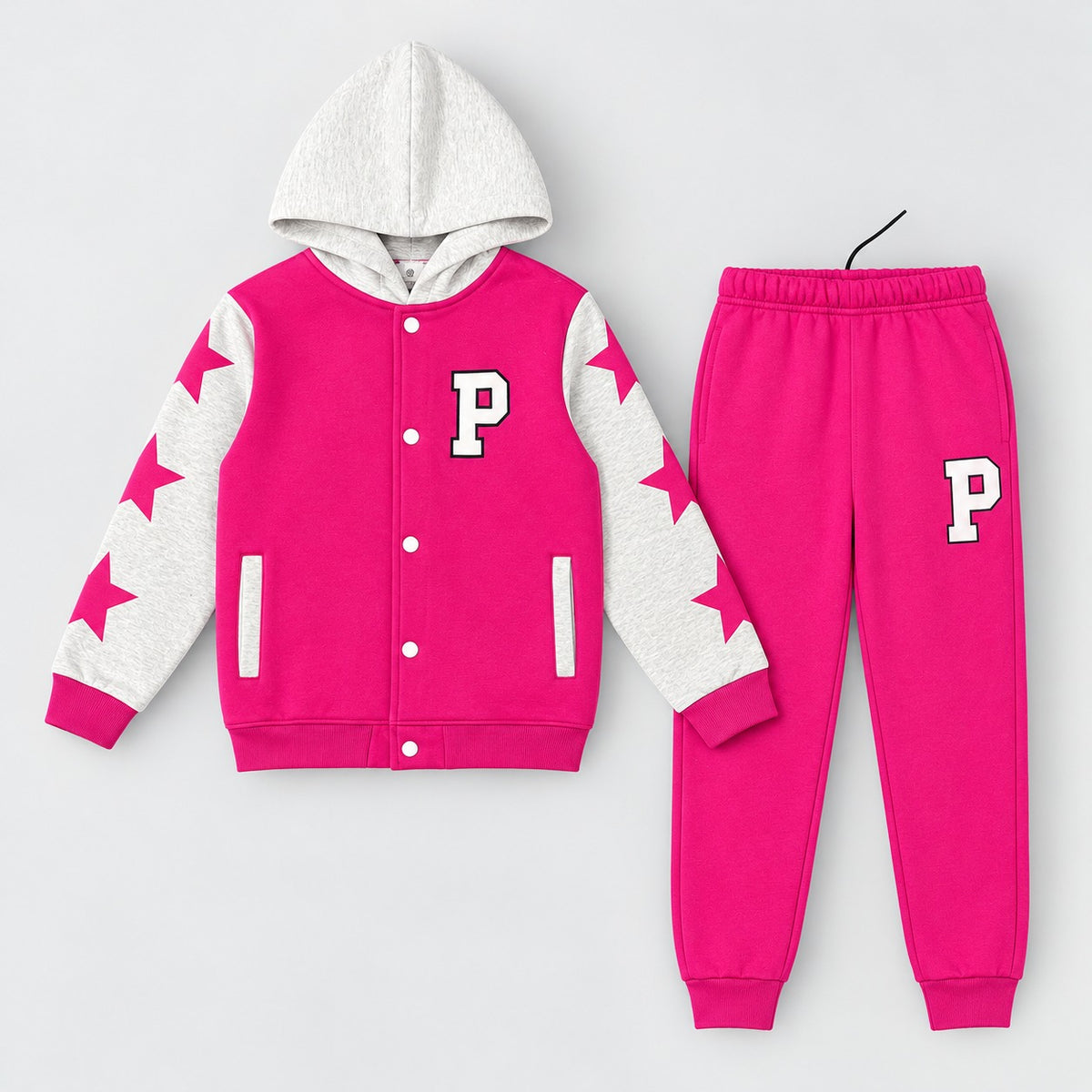 Kids Trendy Varsity Hoodie & Trackpant Set