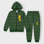 Stylish Boys Cartoon Graphic Striped Tracksuit