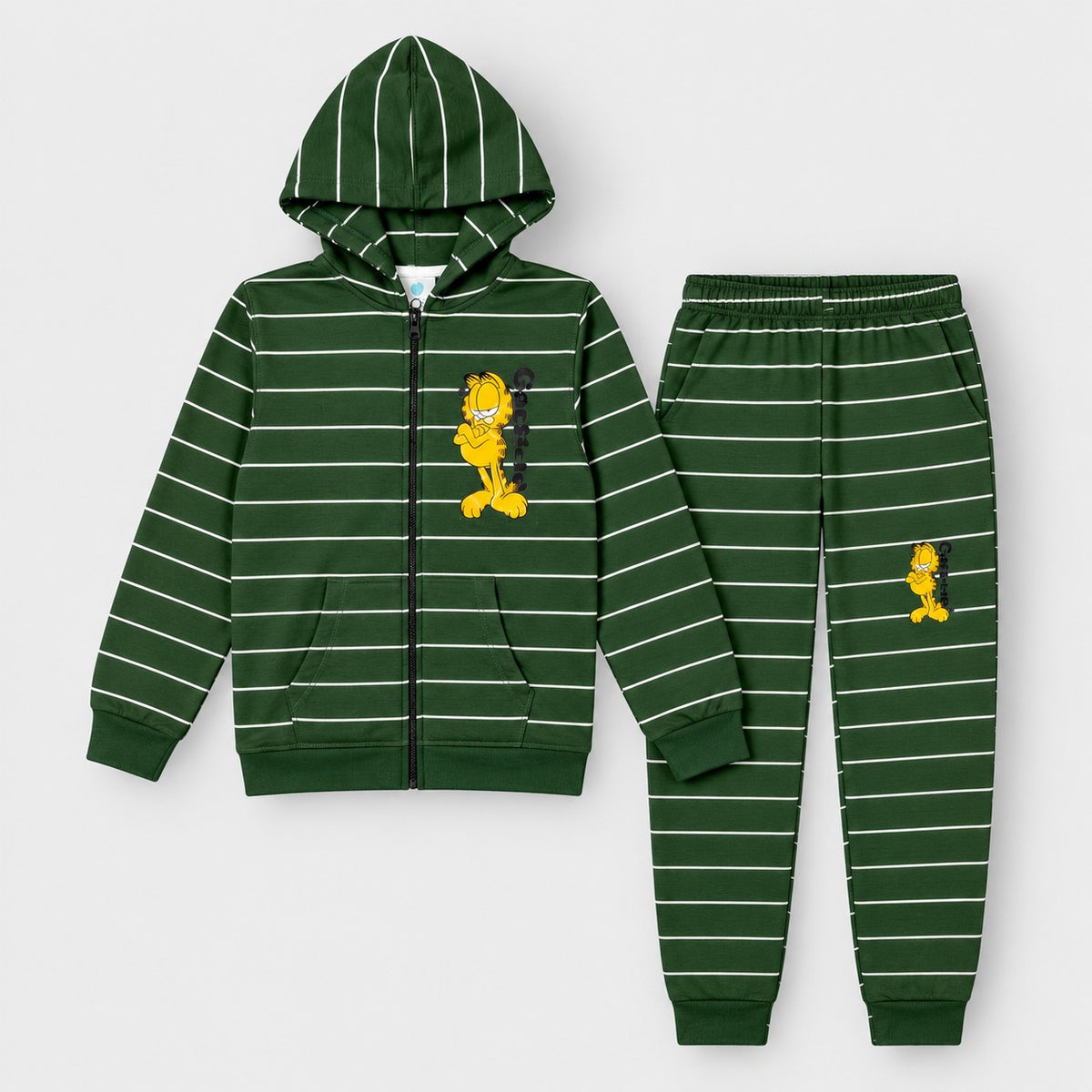 Stylish Boys Cartoon Graphic Striped Tracksuit