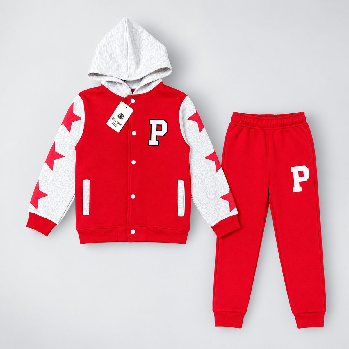Kids Trendy Varsity Hoodie & Trackpant Set
