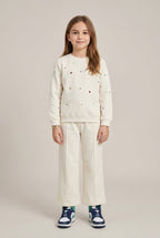 Stylish Girls Rhinestone-Embellished Fleece Tracksuit