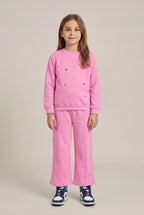Stylish Girls Rhinestone-Embellished Fleece Tracksuit