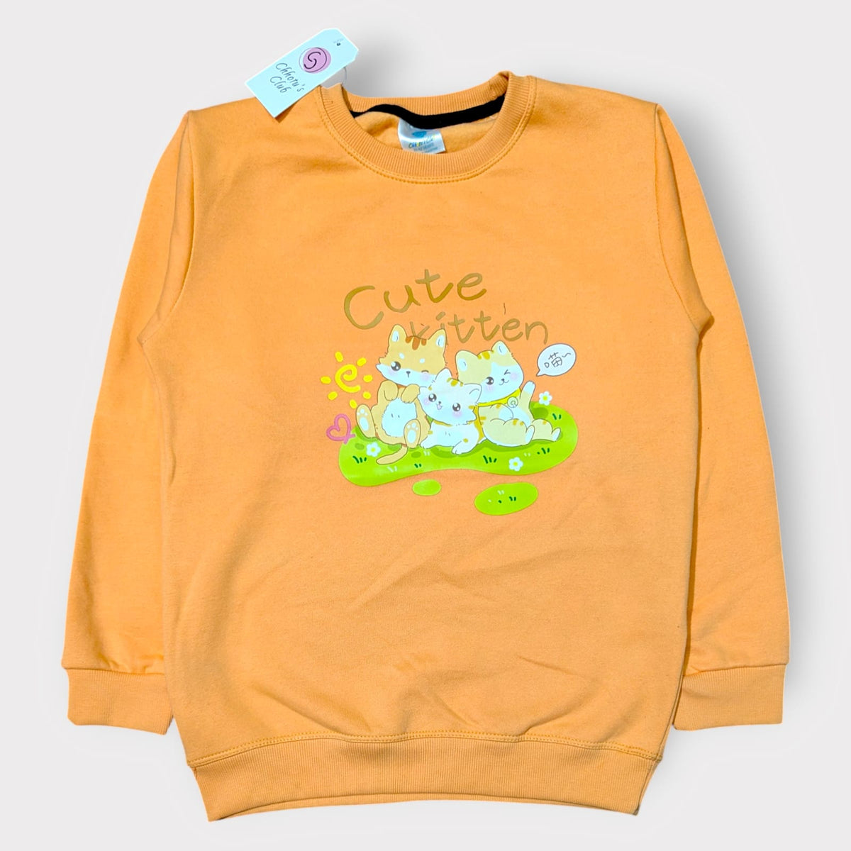Cute Kitten Printed Sweatshirt for Kids