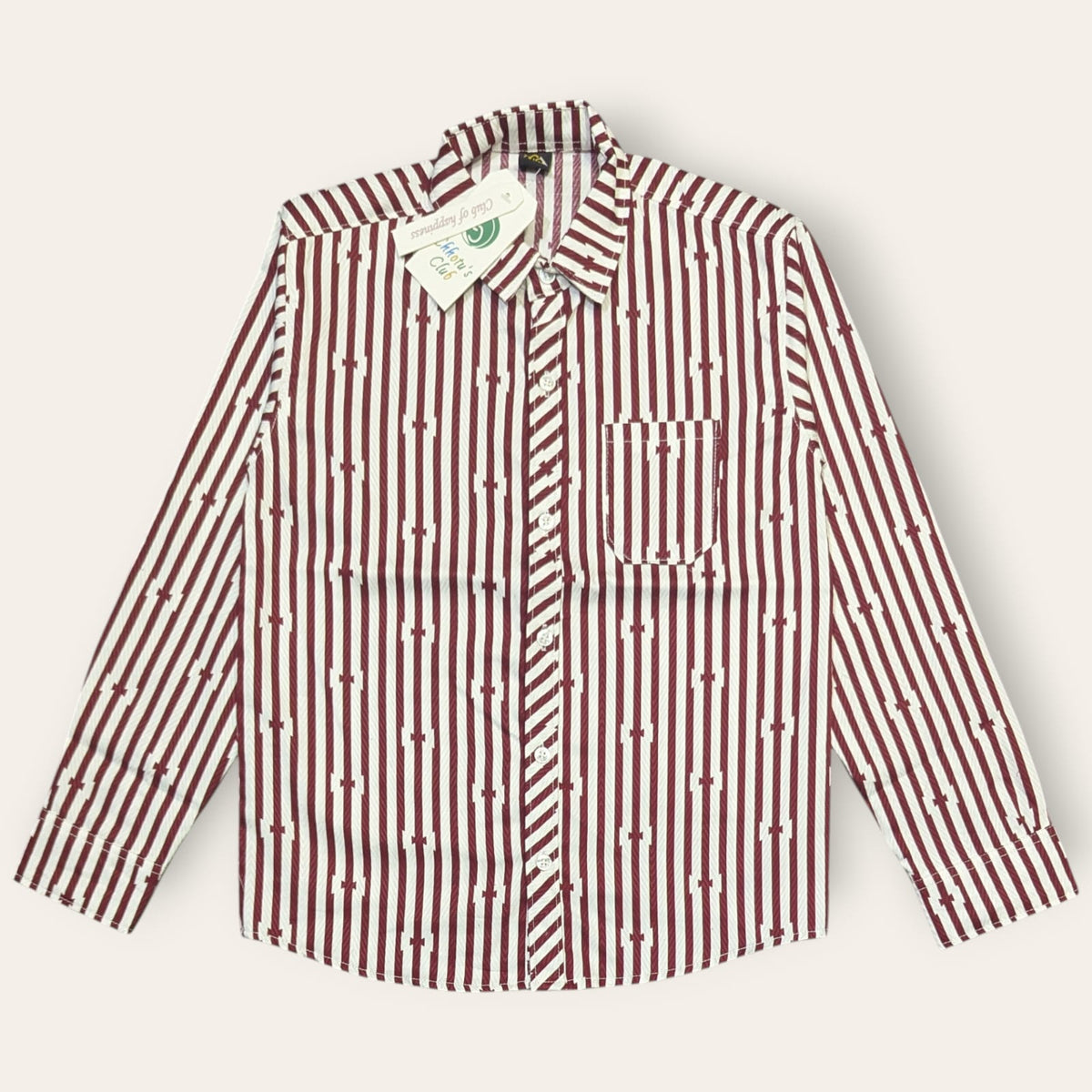 Red & White Striped Kids Casual Shirt