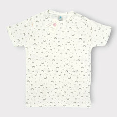 Moon & Star Print White T-Shirt – Soft Cotton Kids Tee