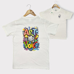 “Art Is My Voice” Kids Graphic T-Shirt – White Short Sleeve