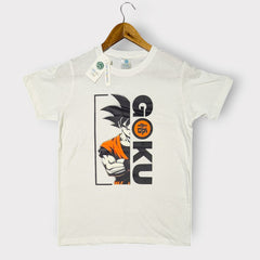 Goku Inspired Kids Graphic T-Shirt – White Short Sleeve Anime Tee