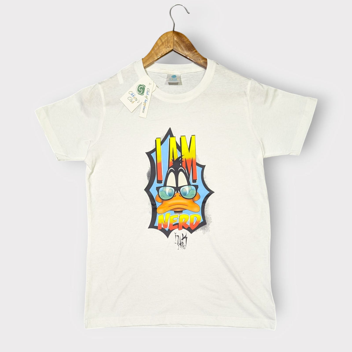 “I Am Nerd” Kids Graphic T-Shirt – White Cartoon Print Tee