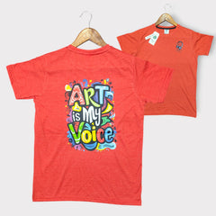 “Art Is My Voice” Kids Graphic T-Shirt – White Short Sleeve