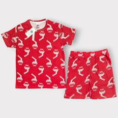 Ramen Print Red Co-Ord Set – Kids Cotton T-Shirt & Shorts