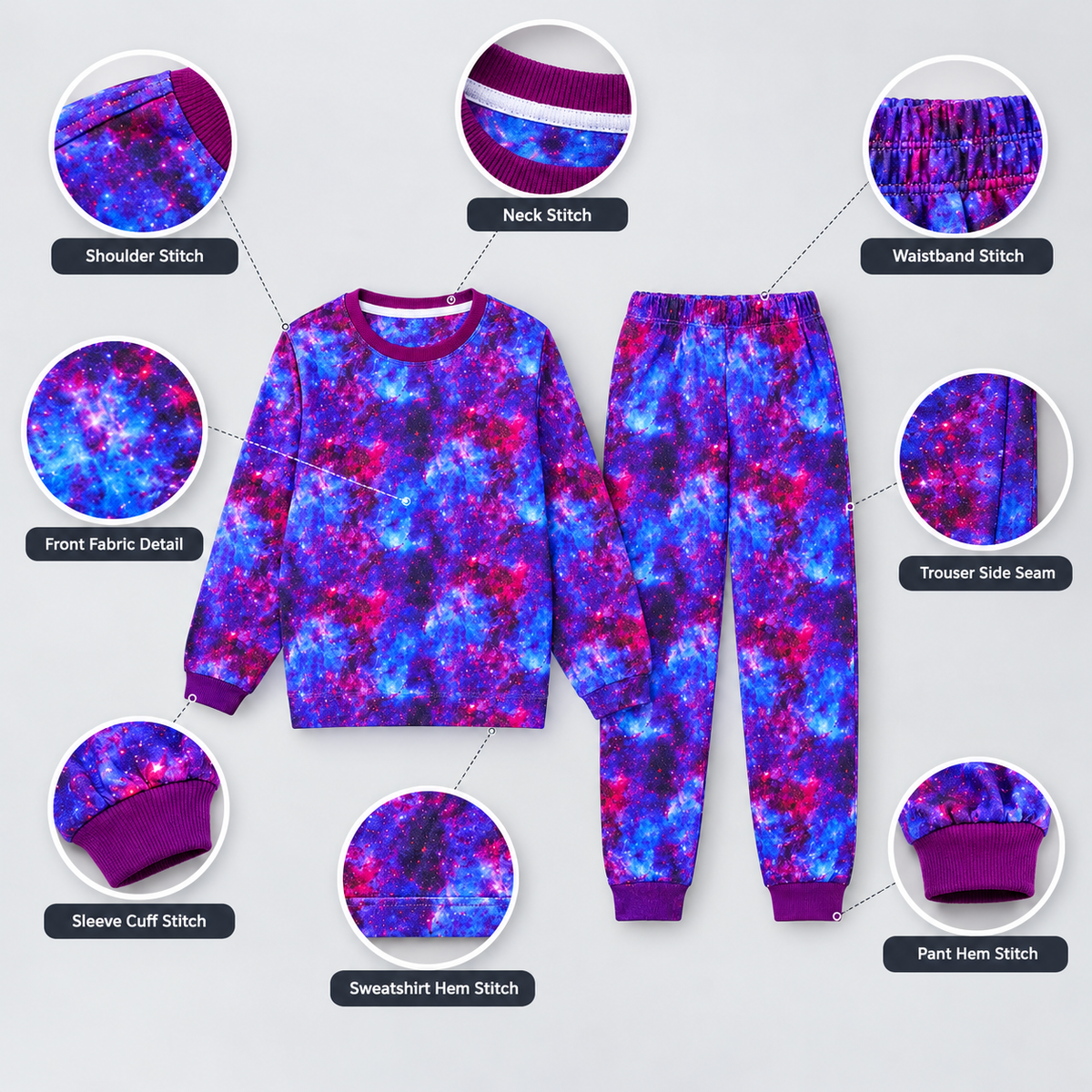 Stylish Cosmic Space Print Terry Tracksuit