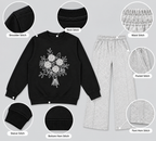 Kids’ Black Floral Sweatshirt & Light Grey Jogger Set