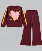 Girls Heart Graphic Wide-Leg Tracksuit Set