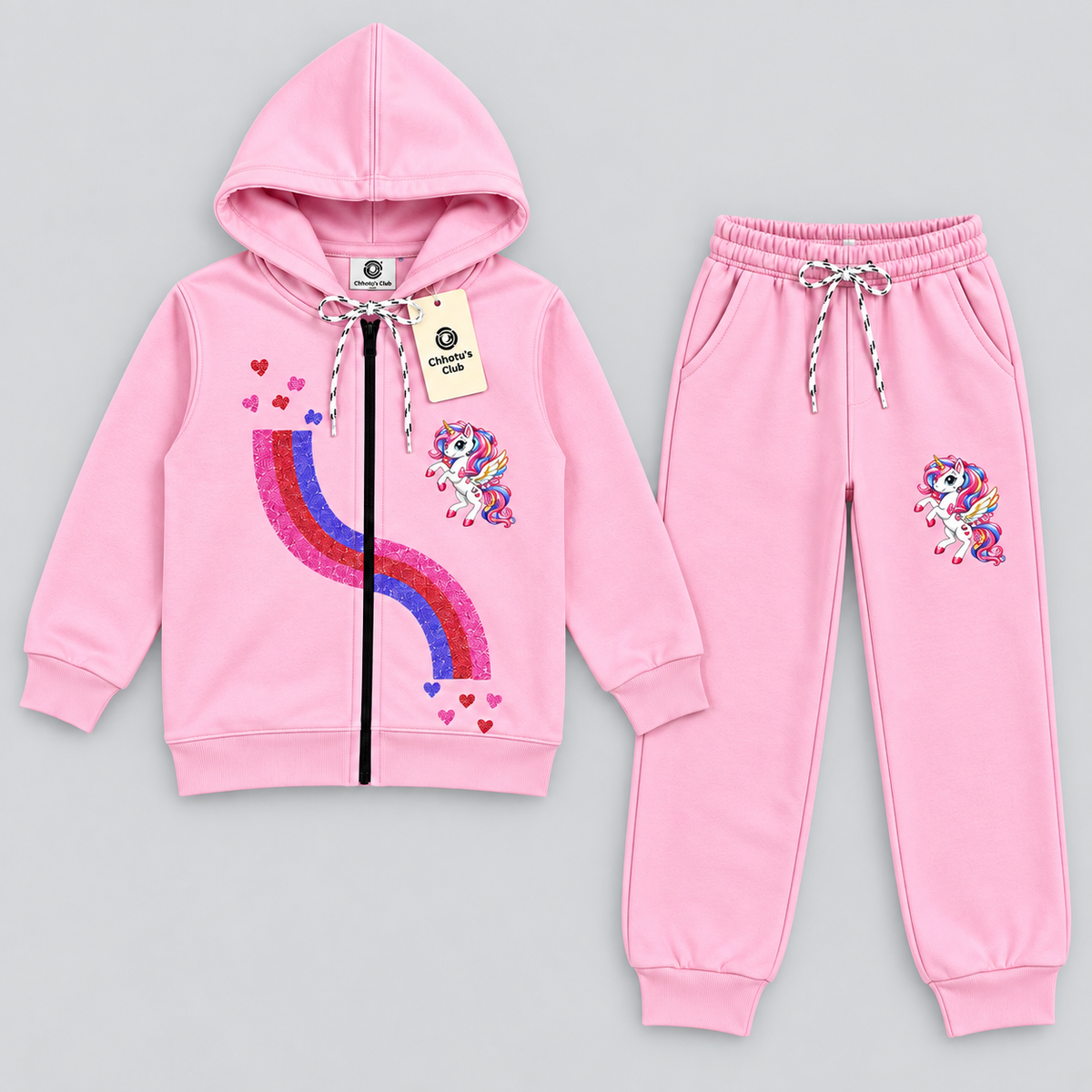 Girls Unicorn Zip-Up Tracksuit Set