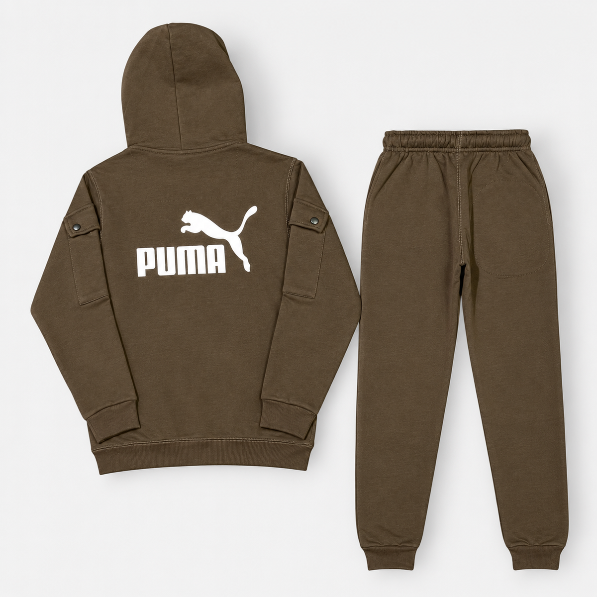 Kids Hooded Zip-Up Cargo Tracksuit Set