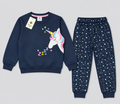Girls Magical Unicorn & Star Sweatshirt & Joggers Set – Navy Blue Winter Tracksuit