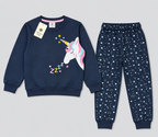 Girls Magical Unicorn & Star Sweatshirt & Joggers Set – Navy Blue Winter Tracksuit