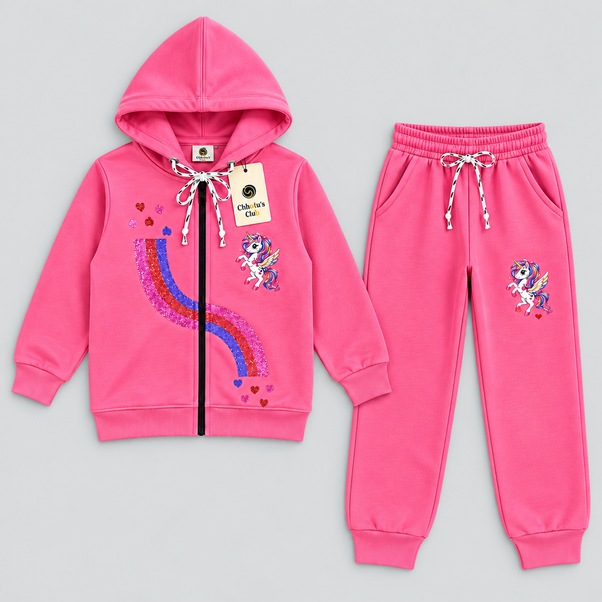 Girls Unicorn Zip-Up Tracksuit Set