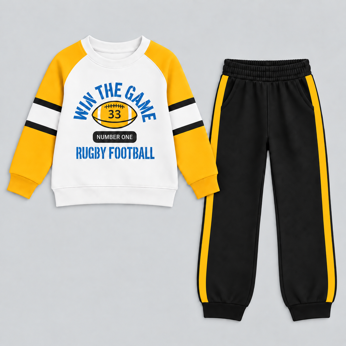 Boys Rugby Football Colorblock Tracksuit Set