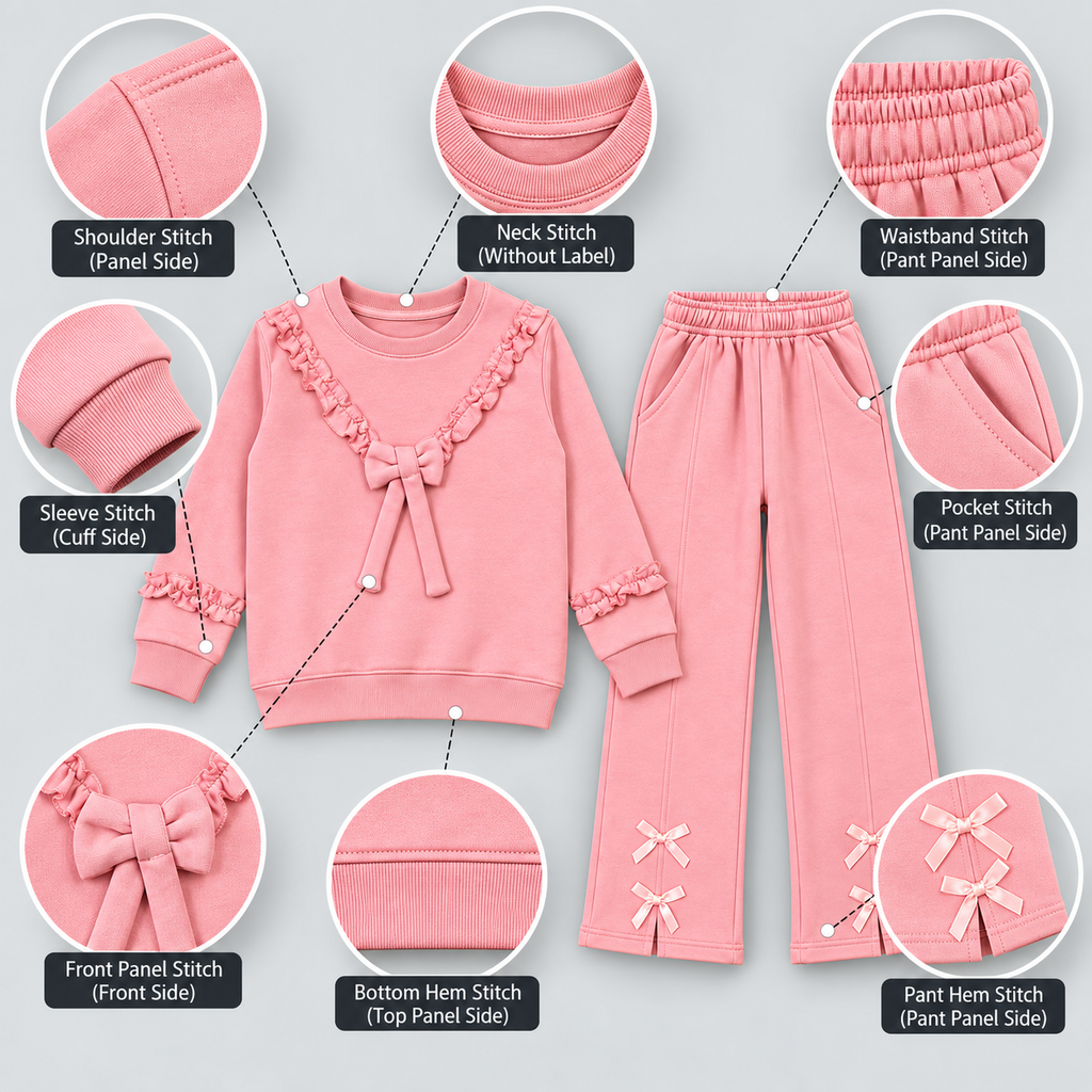 Girls Ruffle Bow Sweatshirt & Wide Leg Trouser Set