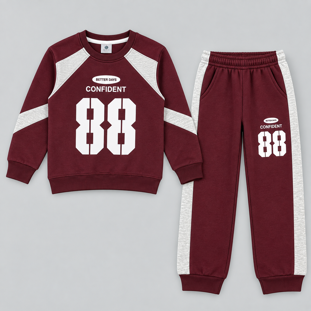 Title: Kids 88 Graphic Contrast Panel Tracksuit Set