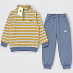 Boys Striped Half-Zip Tracksuit Set
