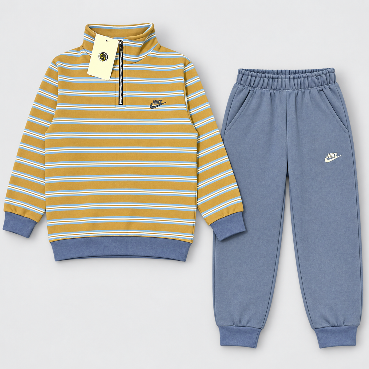 Boys Striped Half-Zip Tracksuit Set