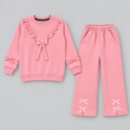 Girls Ruffle Bow Sweatshirt & Wide Leg Trouser Set