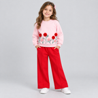 Girls Floral Applique Flared Tracksuit Set