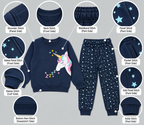 Girls Magical Unicorn & Star Sweatshirt & Joggers Set – Navy Blue Winter Tracksuit