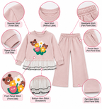 Girls Blossom Bear Ruffle Top & Wide-Leg Pants Set