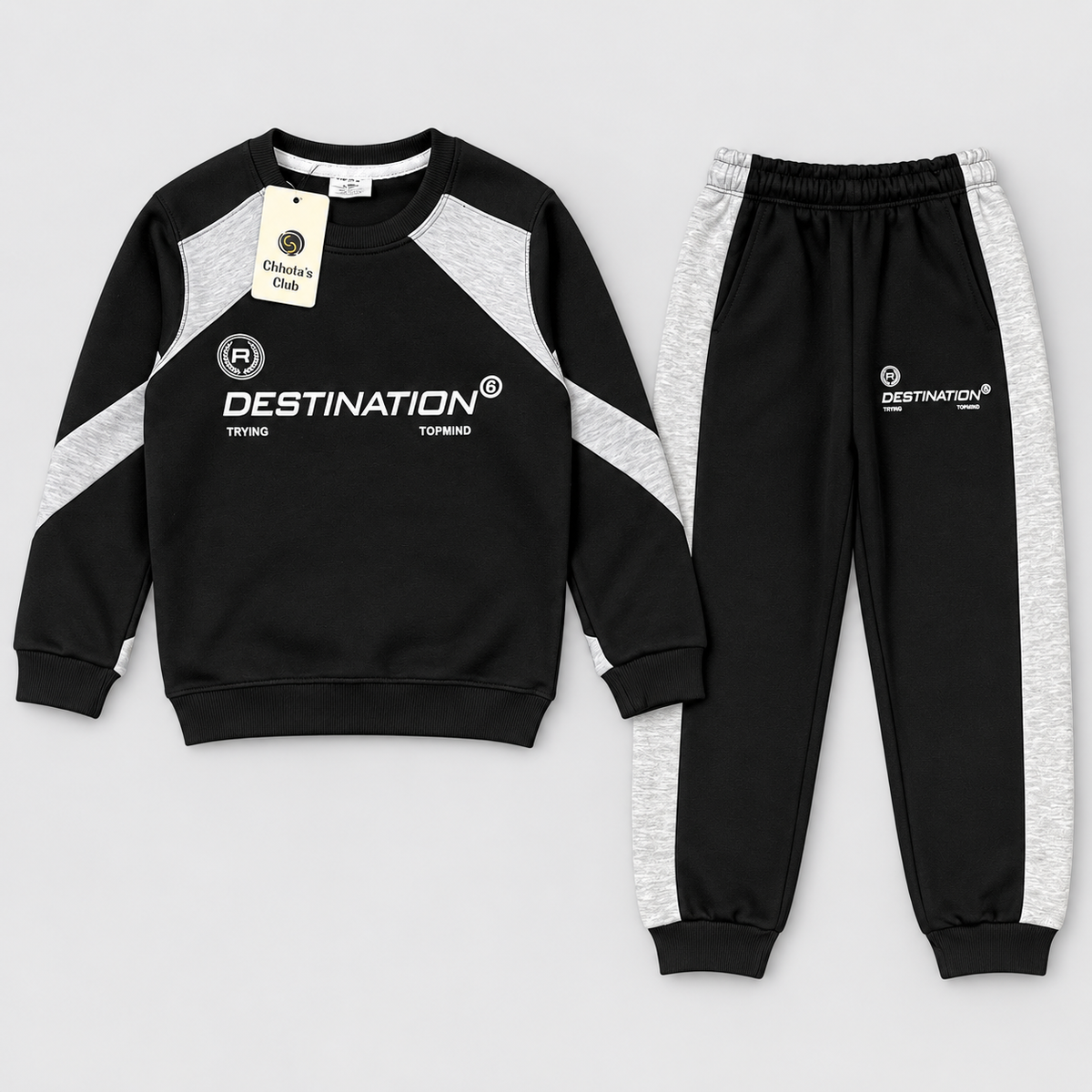 Boys Black & Grey Destination Tracksuit Set