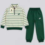 Boys Striped Half-Zip Tracksuit Set